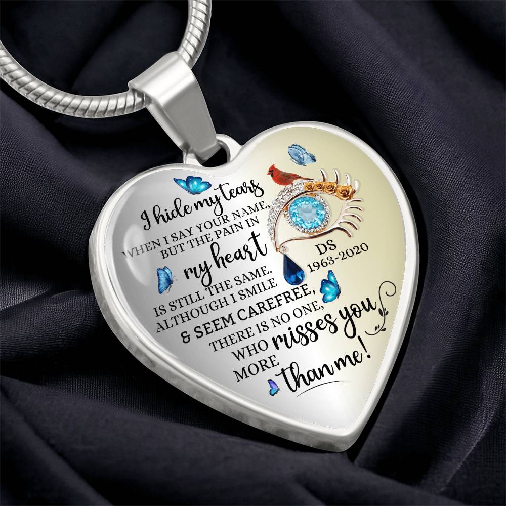 Memorial Necklace with heart pendant and name engraved