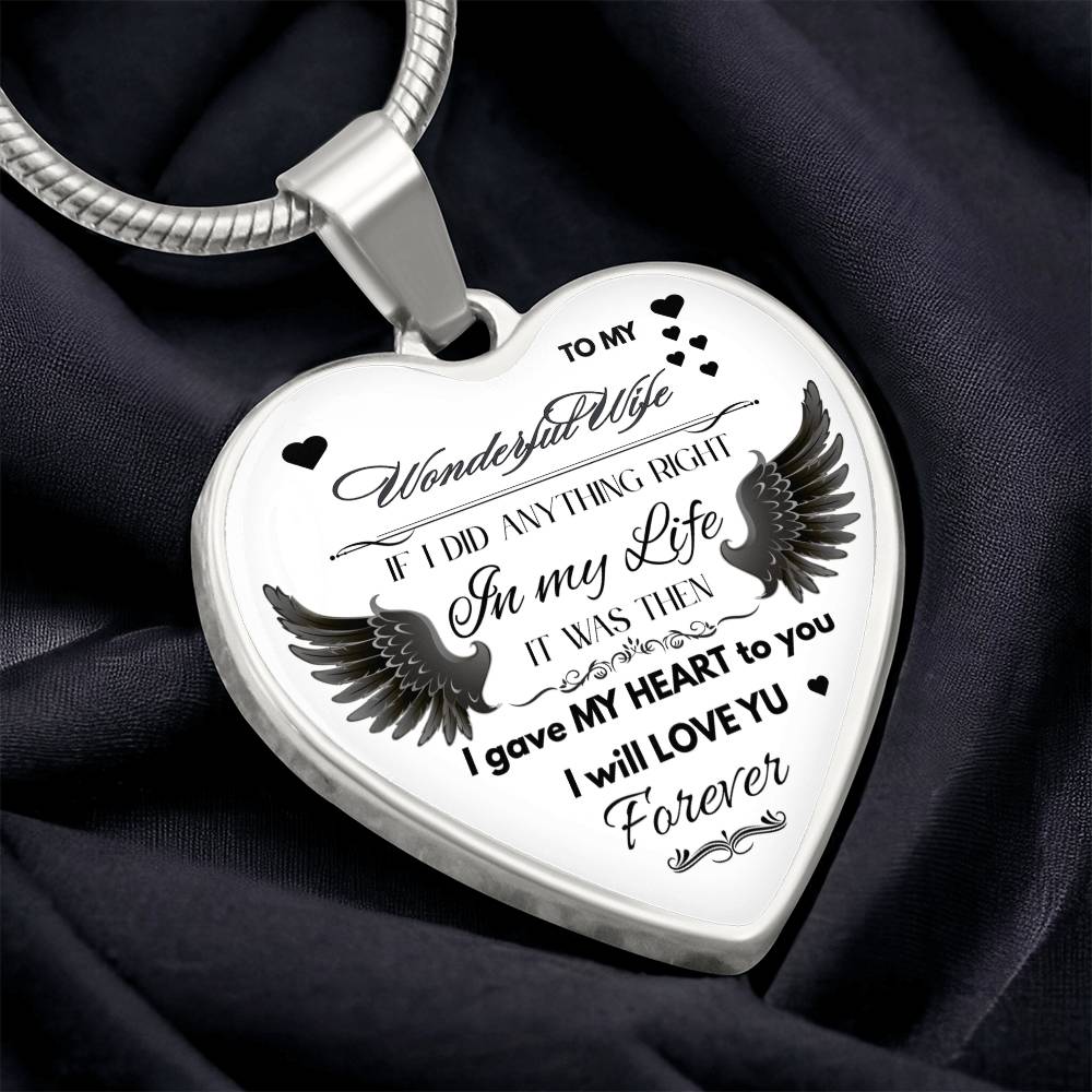 Angel Wings Necklace – To My Wonderful Wife Love Gift, Sentimental Jewelry for Wife's Birthday, Anniversary, or Just Because by ShineOn Fulfillment