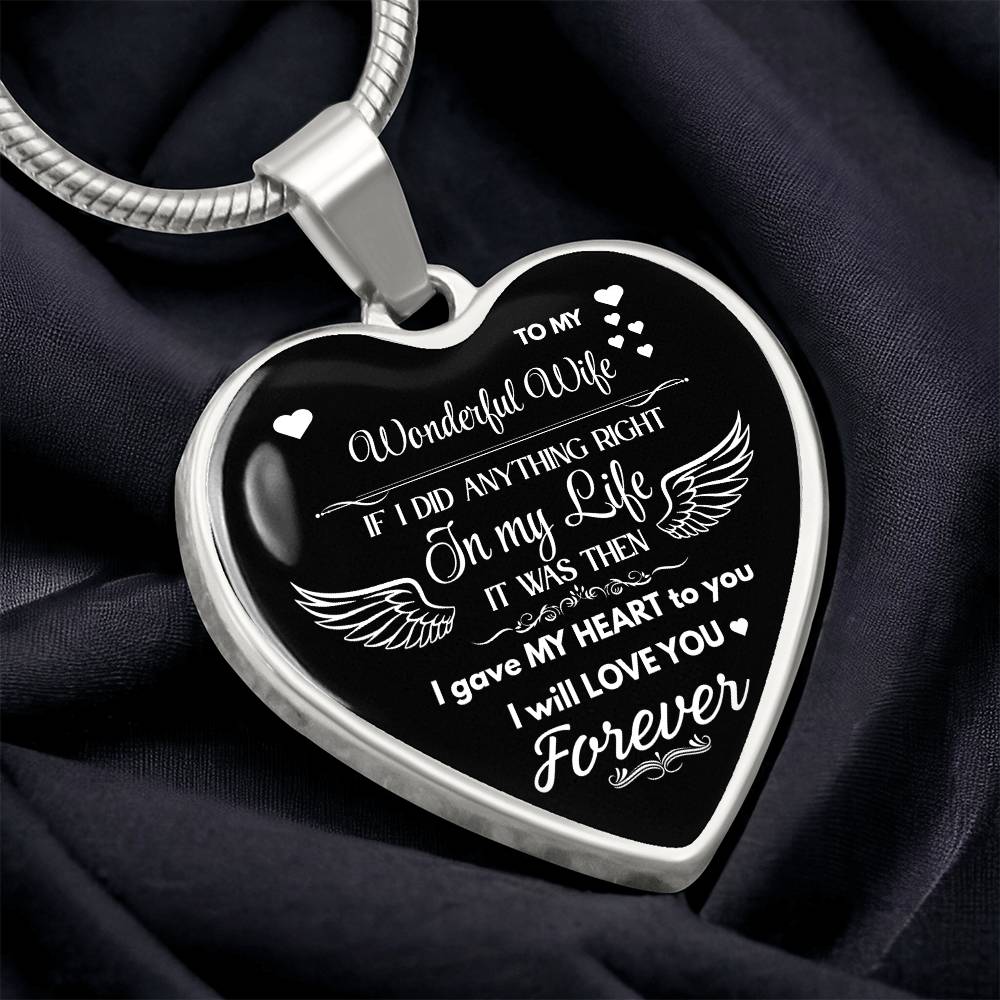 To My Wonderful Wife Heart Necklace | Angel Wings Love Gift | JewelryLuxeUS JewelryLuxeUS.Shop