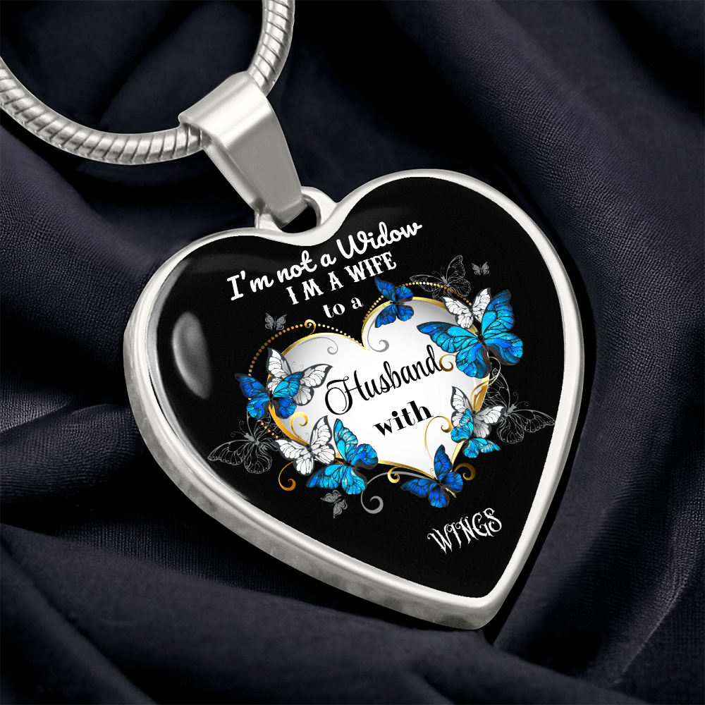 Luxury Graphic Heart Necklace I'm not a Widow Butterflies design by ShineOn Fulfillment