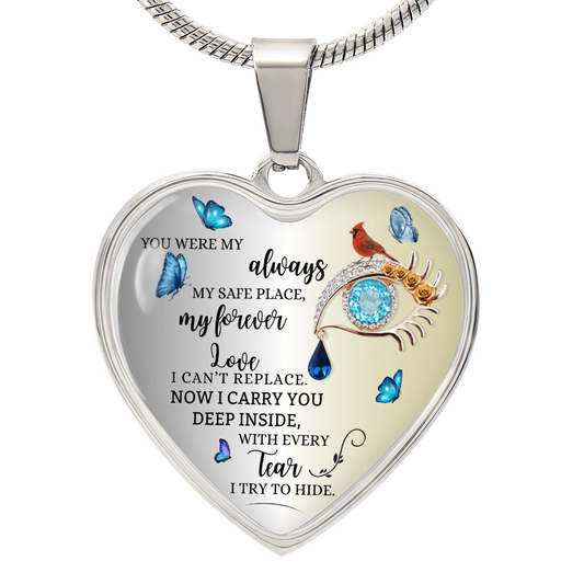 Forever Love Necklace for Wife, Husband Memorial Gift, Loss of Husband Jewelry, Sympathy Heart Pendant, In Loving Memory Keepsake