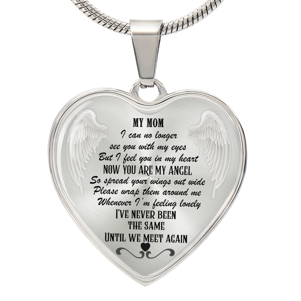My Mom, My Angel Heart Pendant Memorial Necklace