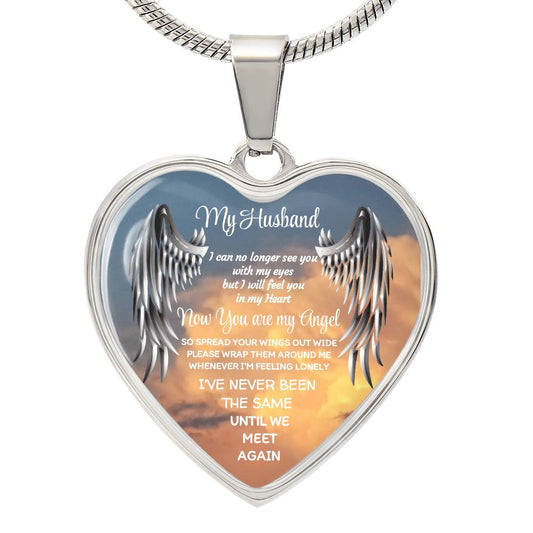 Luxury Heart pendant Necklace my Husband now you are my Angel by ShineOn Fulfillment