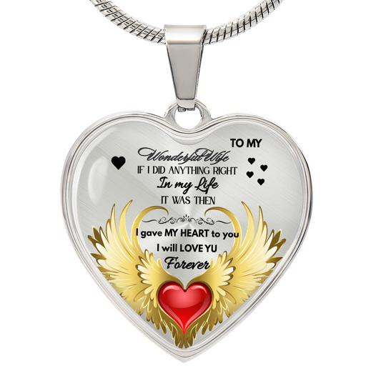 To My Wonderful Wife Angel Wings Necklace – Love Gift for Wife, Romantic Jewelry for Anniversary, Birthday or Valentine's Day by ShineOn Fulfillment