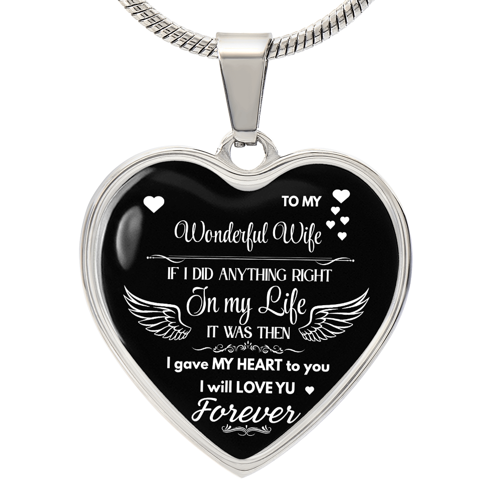Luxury Graphic Heart Necklace To My Wonderful Wife - Angel Wings -Love Gift to Wife by ShineOn Fulfillment