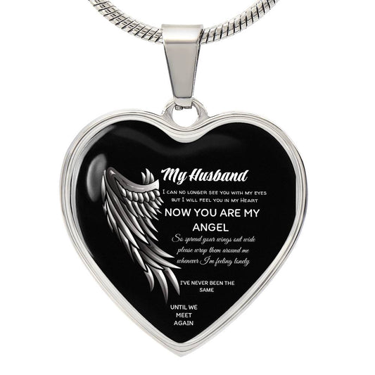Luxury Heart pendant Necklace My Husband until we meet again by ShineOn Fulfillment