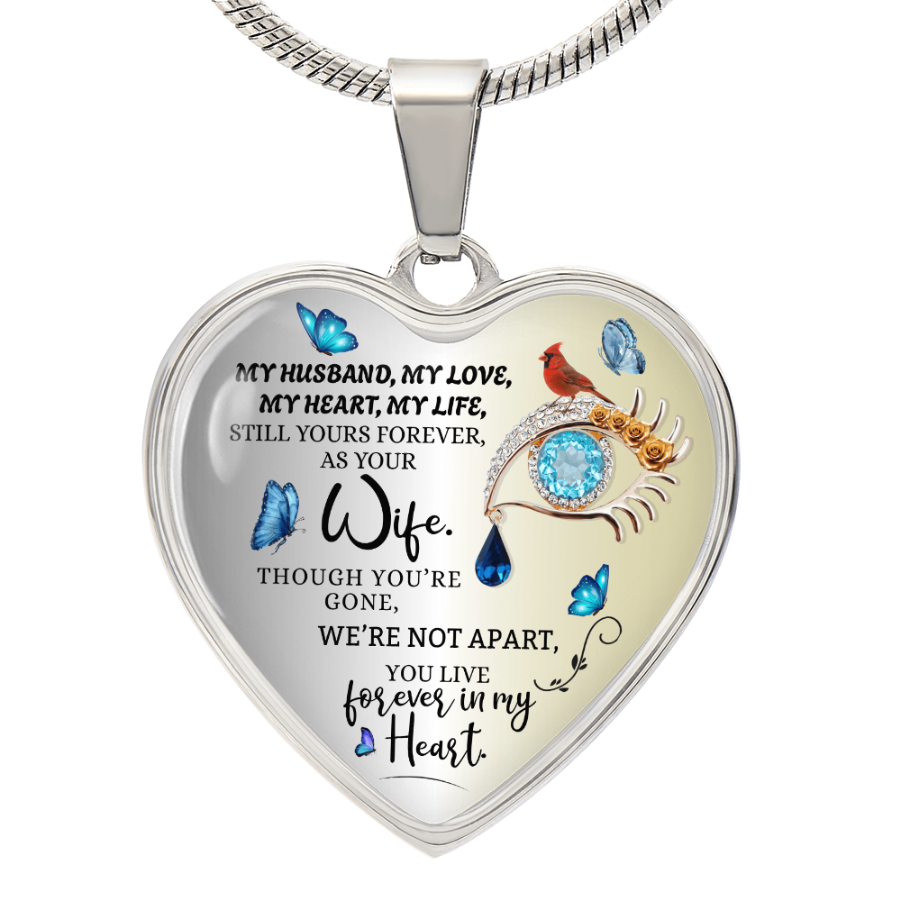 Luxury Personalized Heart Necklace, Husband Loss Gift for Wife, Memorial Jewelry, Remembrance Necklace, Forever Love Keepsake