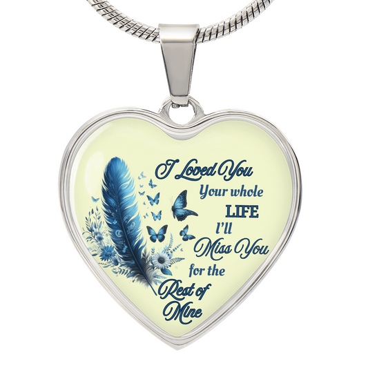 Necklace Memorial Blue Feather Heart Pendant Sympathy Gift for Loss "I Loved You Your Whole Life" by ShineOn Fulfillment