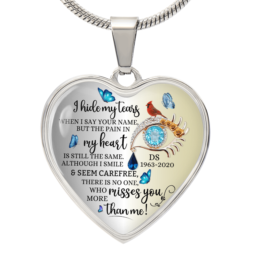 Memorial Necklace with heart pendant and name engraved