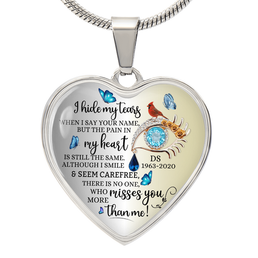 Memorial Necklace with heart pendant and name engraved
