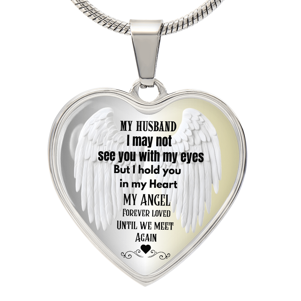 My husband My Angel memorial Heart Necklace