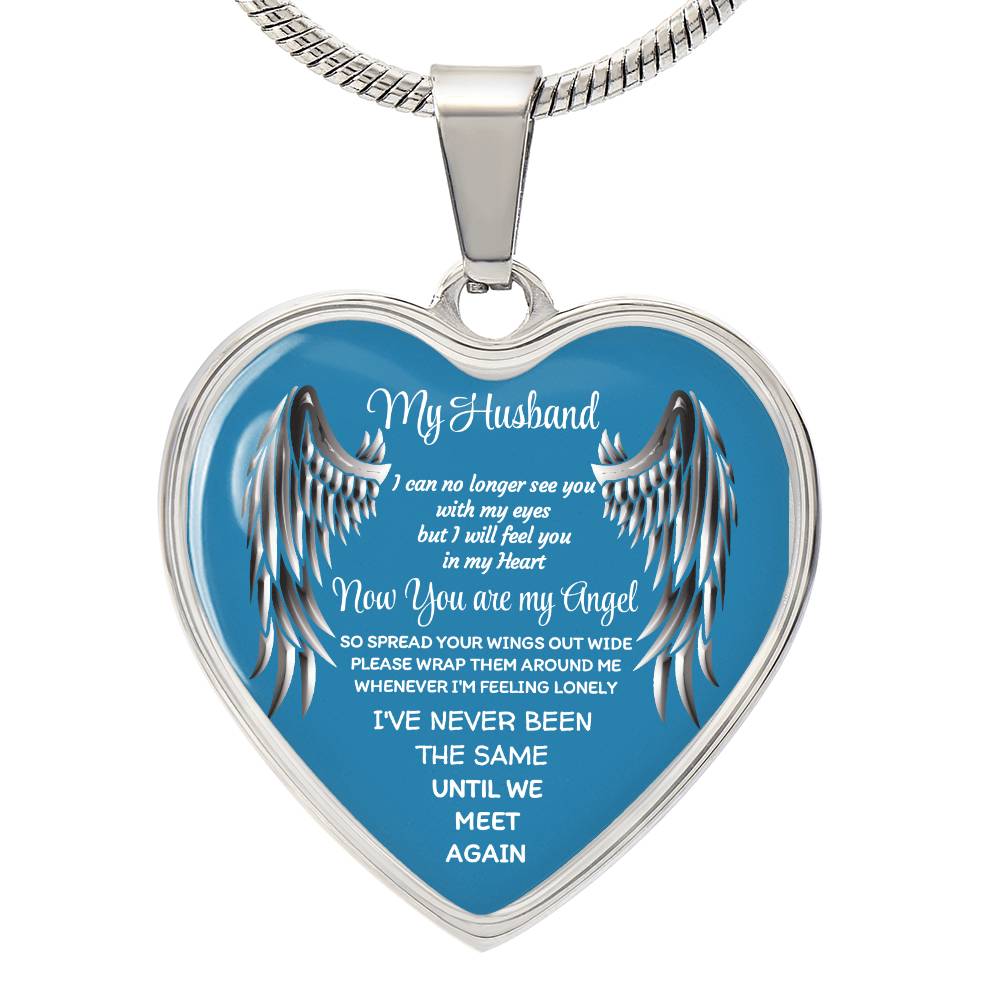 Luxury Heart pendant Necklace my Husband now you are my Angel by ShineOn Fulfillment