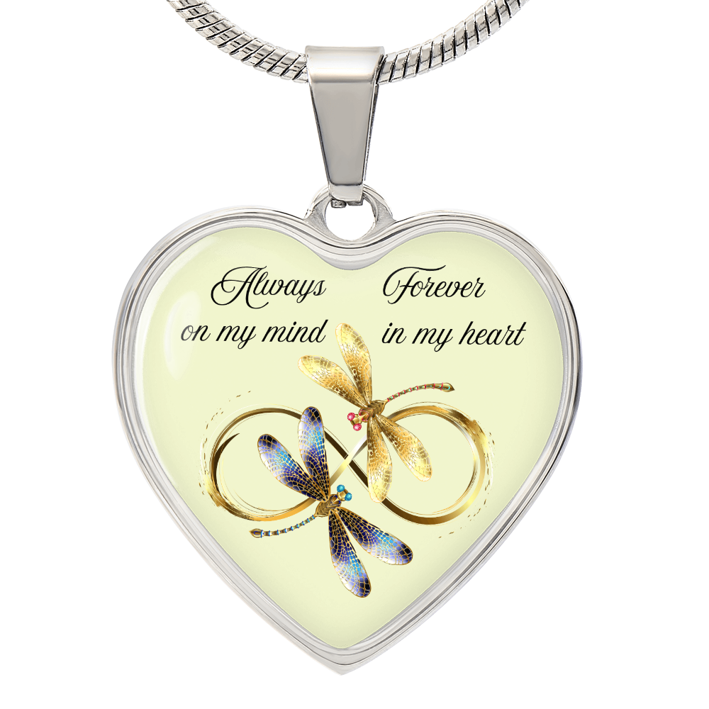 Luxury Graphic Heart Necklace – Always on My Mind, Forever in My Heart Personalized Memorial Jewelry