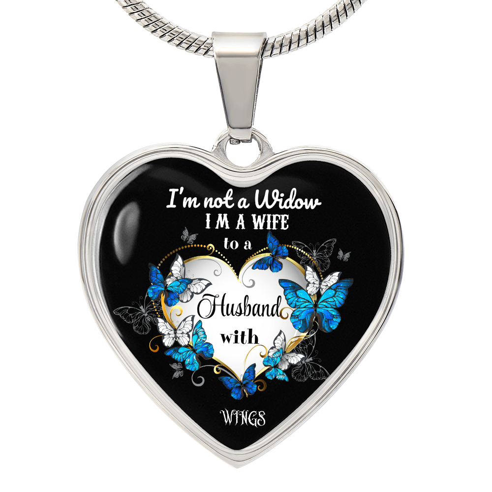 Luxury Graphic Heart Necklace I'm not a Widow Butterflies design by ShineOn Fulfillment
