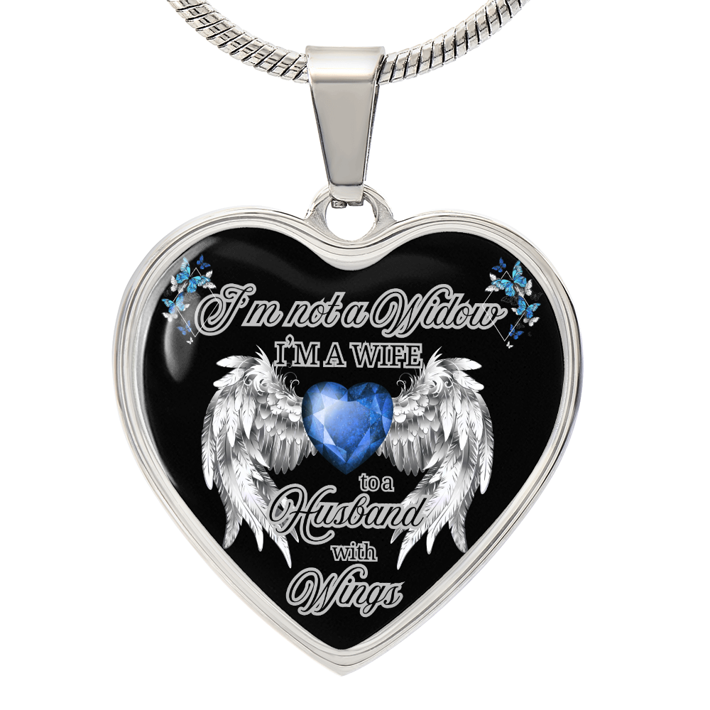 Wife to a Husband with Wings Memorial Necklace – Luxury Heart Pendant – Sympathy Gift for Loss of Husband – Remembrance Jewelry for Her by ShineOn Fulfillment