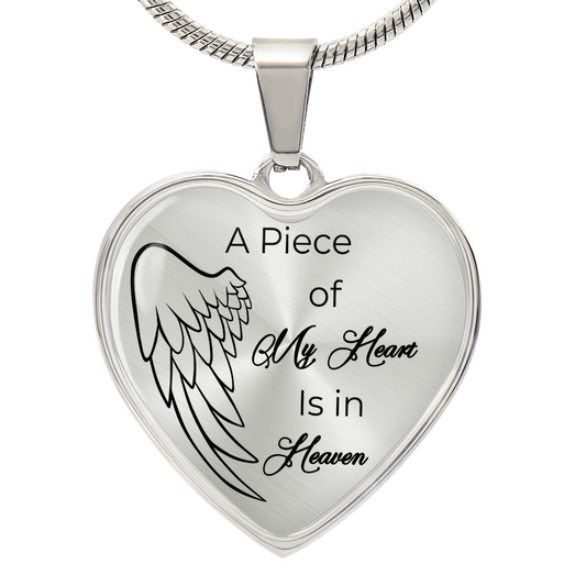 Personalized Luxury Graphic Heart Necklace A piece of my Heart is in Heaven