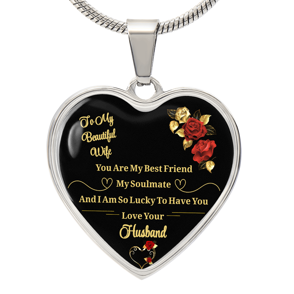 Luxury Graphic Heart Necklace to My Wife You Are My Best Friend I Always Love You Heart Pendant Necklace to Wife Anniversary Birthday Gift From Husband by ShineOn Fulfillment