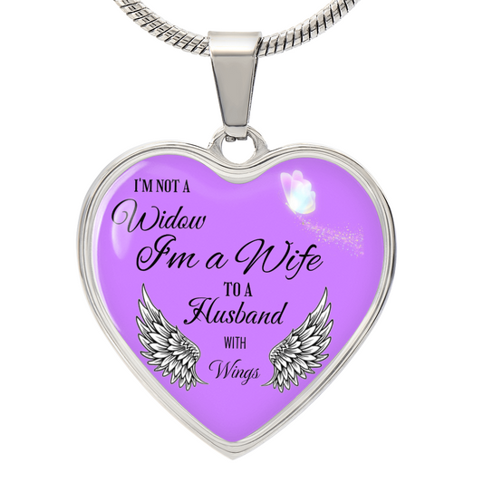 Luxury Graphic Heart Necklace " I'm not a Widow..."