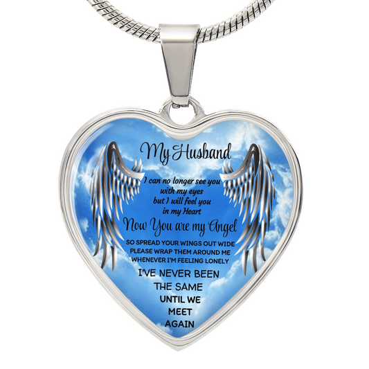 My Husband Angel Heart Pendant Necklace: Luxury Memorial Jewelry by ShineOn Fulfillment