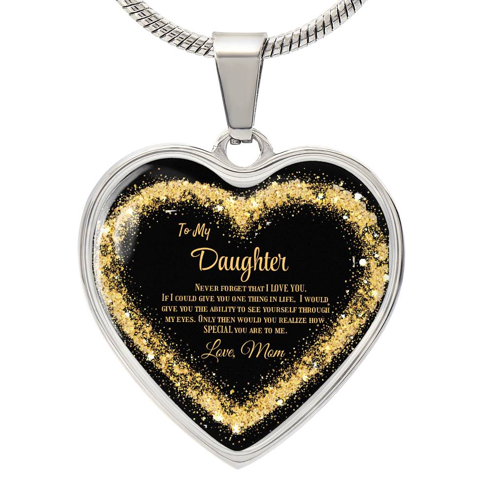 Luxury Heart Pendant Necklace – To My Daughter, Love Mom | Sentimental Jewelry Gift by ShineOn Fulfillment