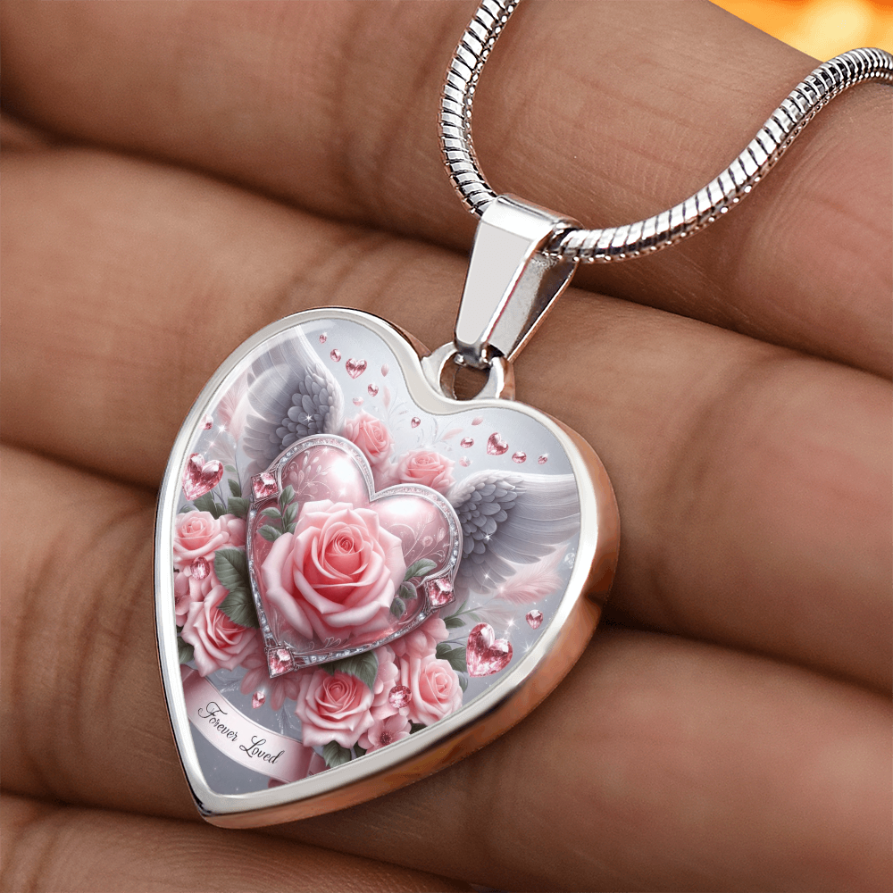 Luxury Heart Necklace Memorial Jewelry – Forever Loved Graphic Pendant Gift for Women Loved One Keepsake by ShineOn Fulfillment