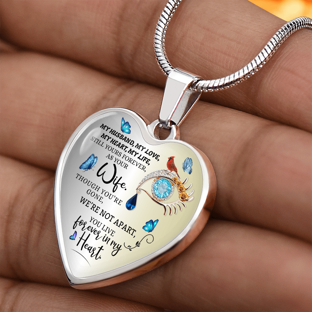Luxury Personalized Heart Necklace, Husband Loss Gift for Wife, Memorial Jewelry, Remembrance Necklace, Forever Love Keepsake