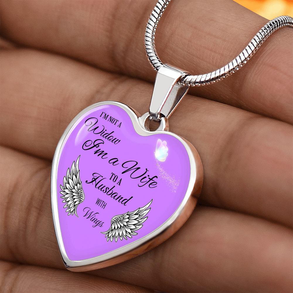 Luxury Graphic Heart Necklace " I'm not a Widow..."