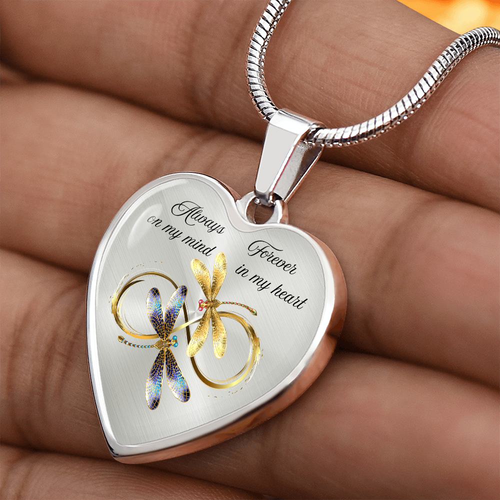Luxury Graphic Heart Necklace – Forever in My Heart, Always on My Mind Personalized Memorial Gift
