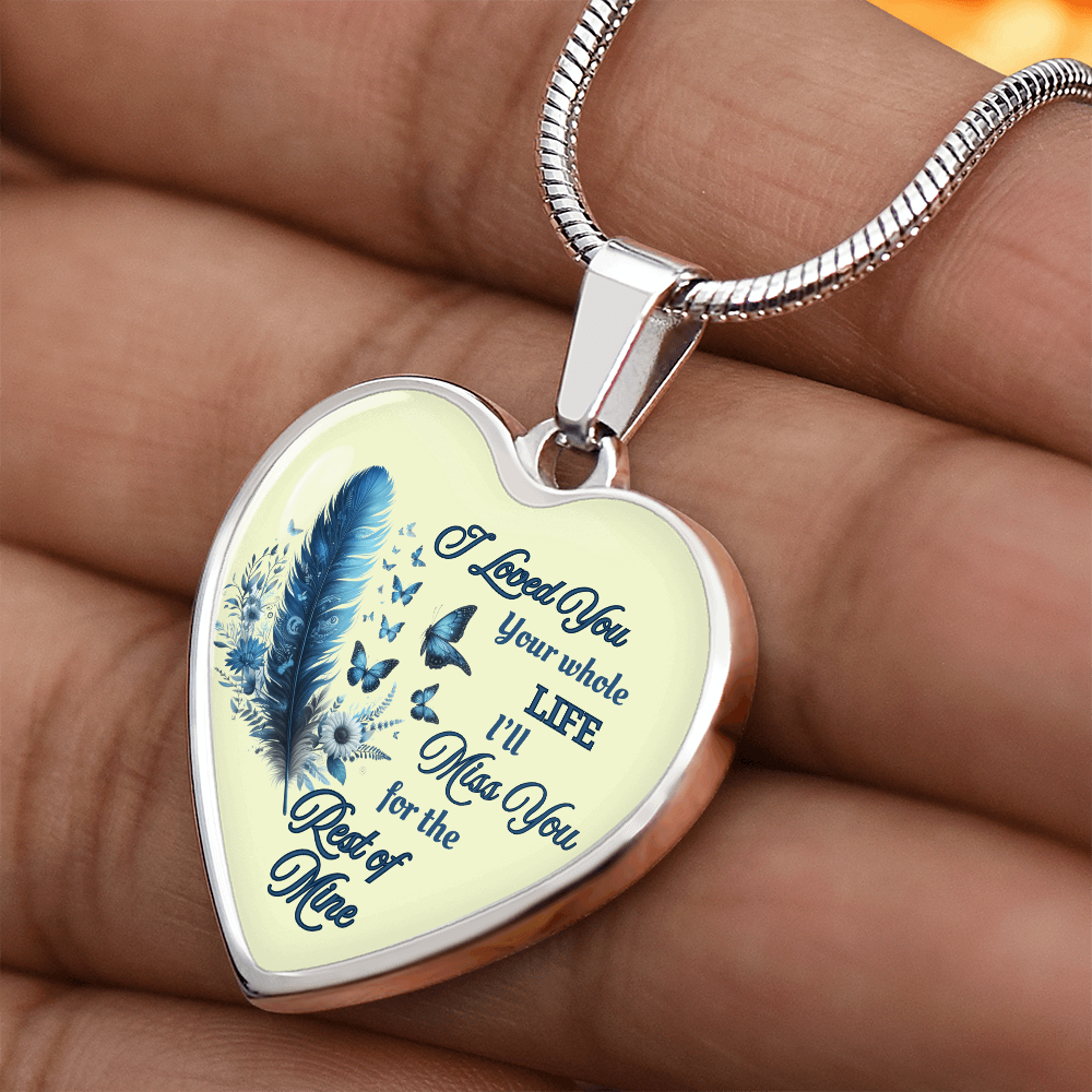 Necklace Memorial Blue Feather Heart Pendant Sympathy Gift for Loss "I Loved You Your Whole Life" by ShineOn Fulfillment