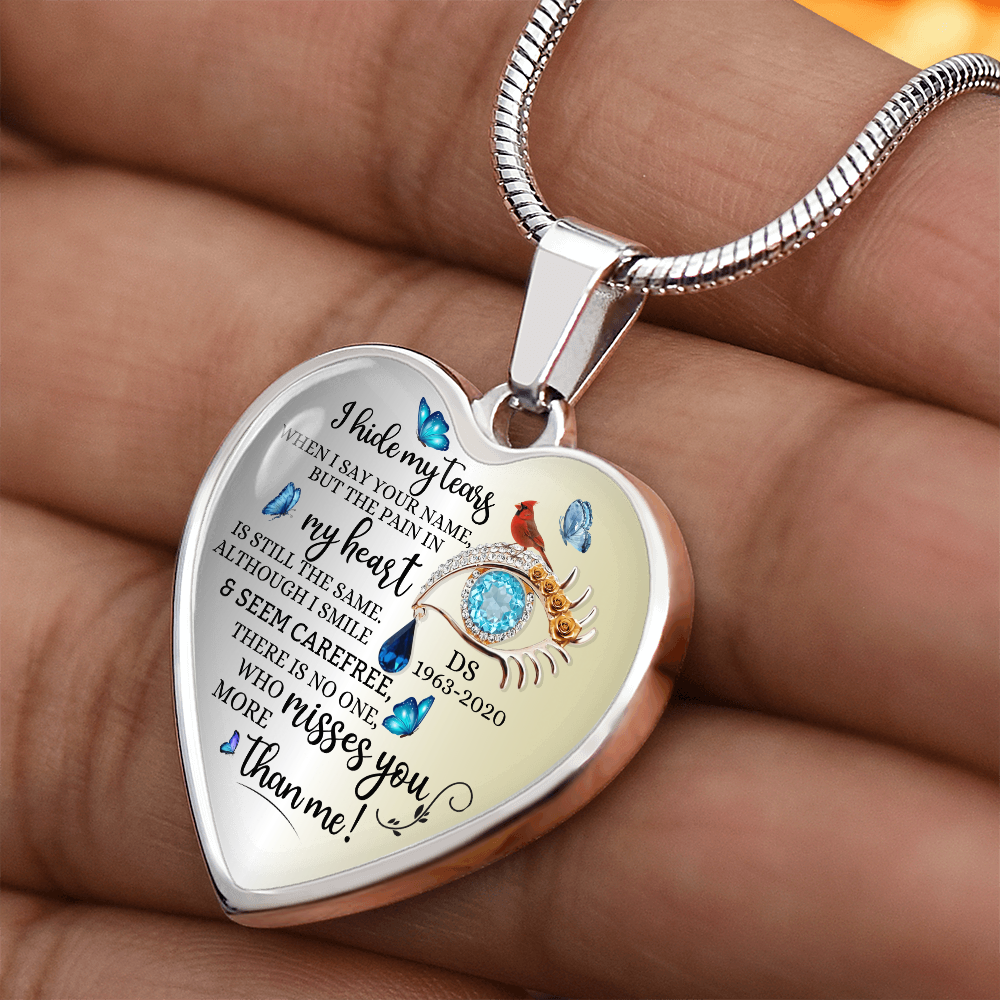 Memorial Necklace with heart pendant and name engraved