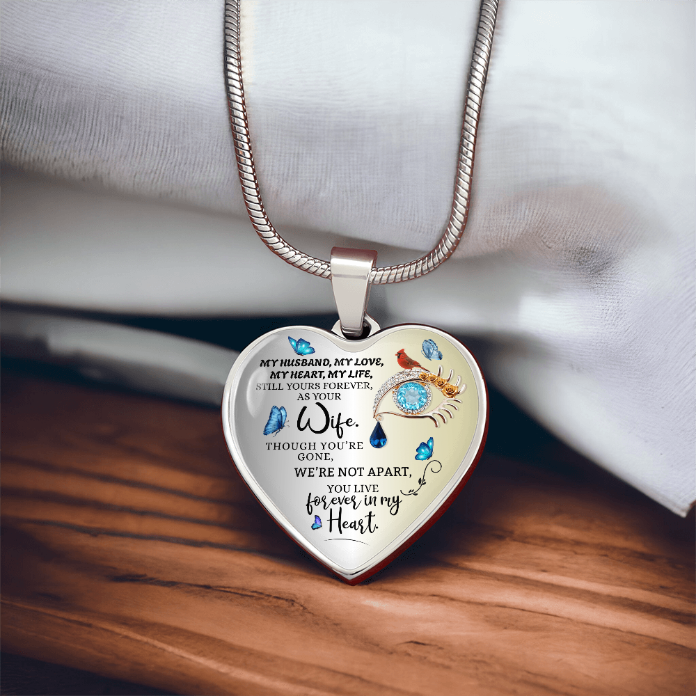 Luxury Personalized Heart Necklace, Husband Loss Gift for Wife, Memorial Jewelry, Remembrance Necklace, Forever Love Keepsake