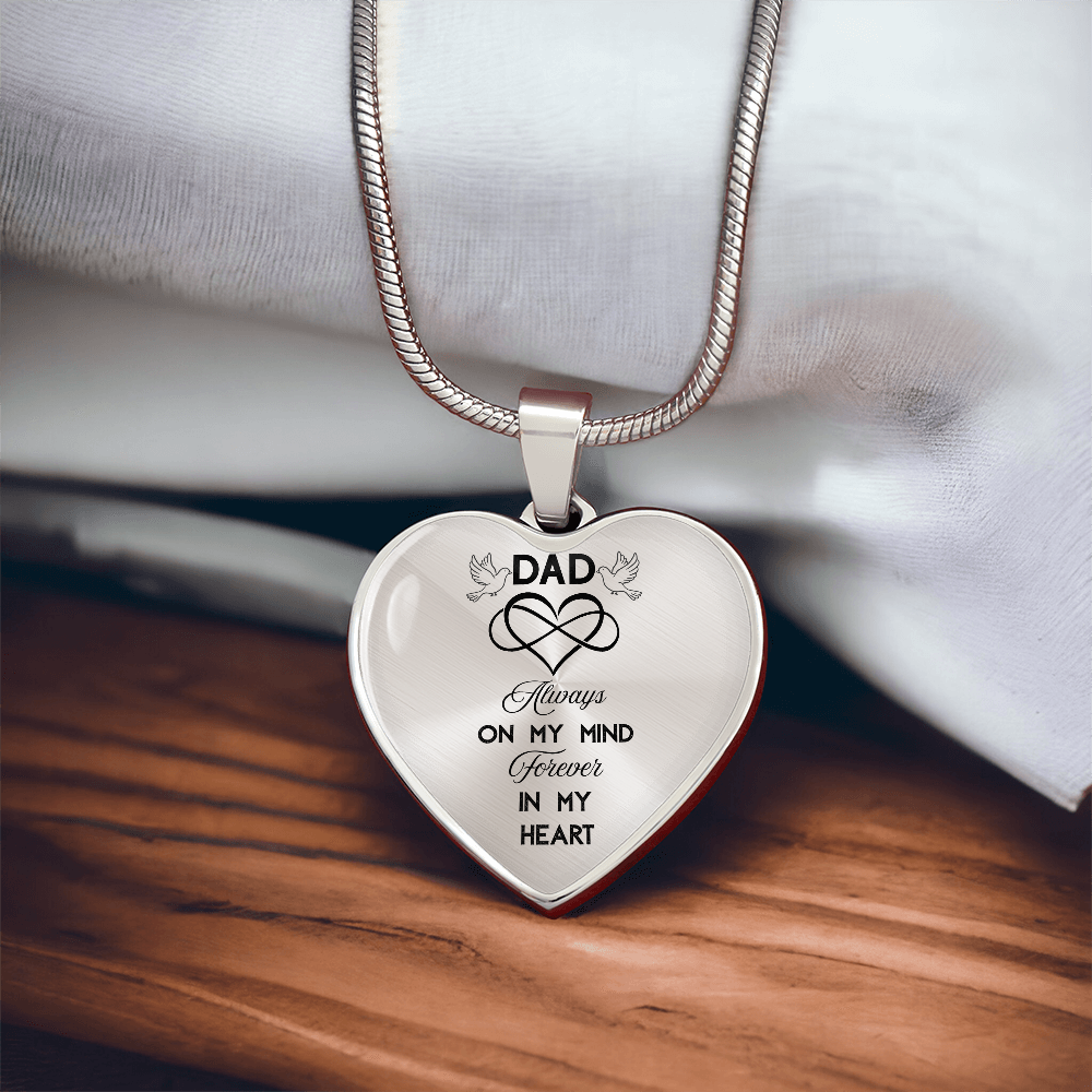 In Loving Memory Dad Necklace – Luxury Heart Memorial Jewelry for Loss of Father