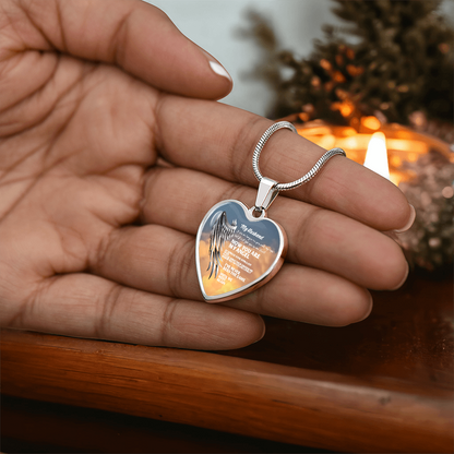 My Husband Now You Are My Angel Necklace, Heart Pendant Tribute, Memorial Jewelry, Keepsake Gift for Wife by ShineOn Fulfillment