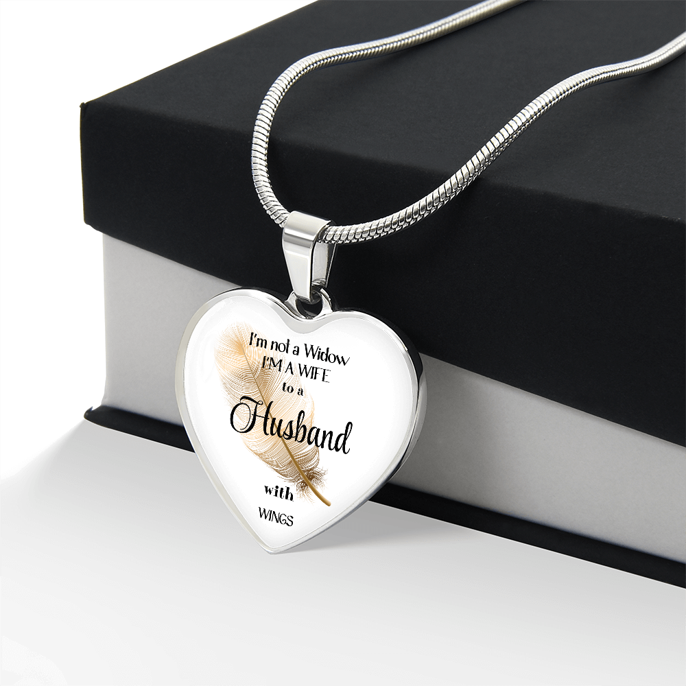 In Loving Memory Husband Necklace – Angel Wings Heart Tribute Jewelry | Elegant Memorial & Sympathy Gift by ShineOn Fulfillment