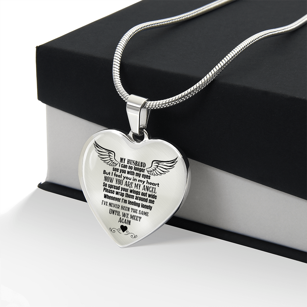 Heart Pendant Necklace for Widows, Angel Remembrance Jewelry Gift for Husband in Loving Memory, Grief Support, Anniversary & Memorial Gift
