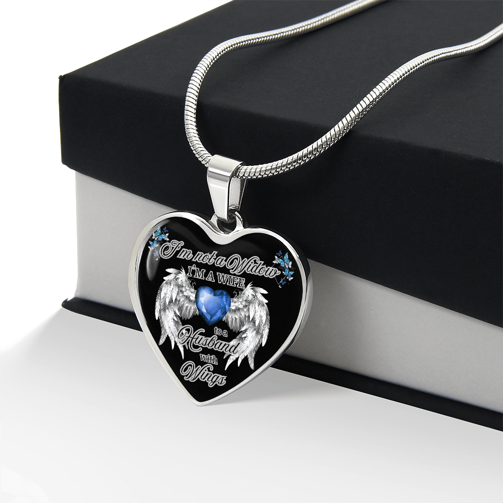Wife to a Husband with Wings Memorial Necklace – Luxury Heart Pendant – Sympathy Gift for Loss of Husband – Remembrance Jewelry for Her by ShineOn Fulfillment
