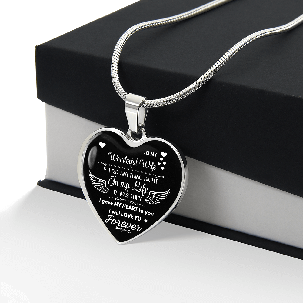 Luxury Graphic Heart Necklace To My Wonderful Wife - Angel Wings -Love Gift to Wife by ShineOn Fulfillment