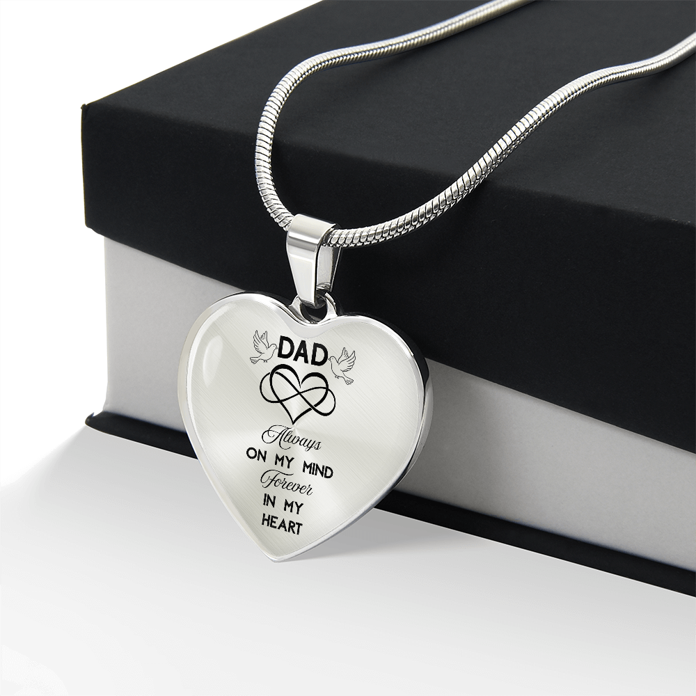 In Loving Memory Dad Necklace – Luxury Heart Memorial Jewelry for Loss of Father