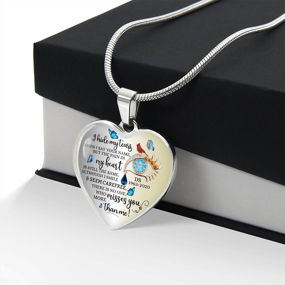 Memorial Necklace with heart pendant and name engraved