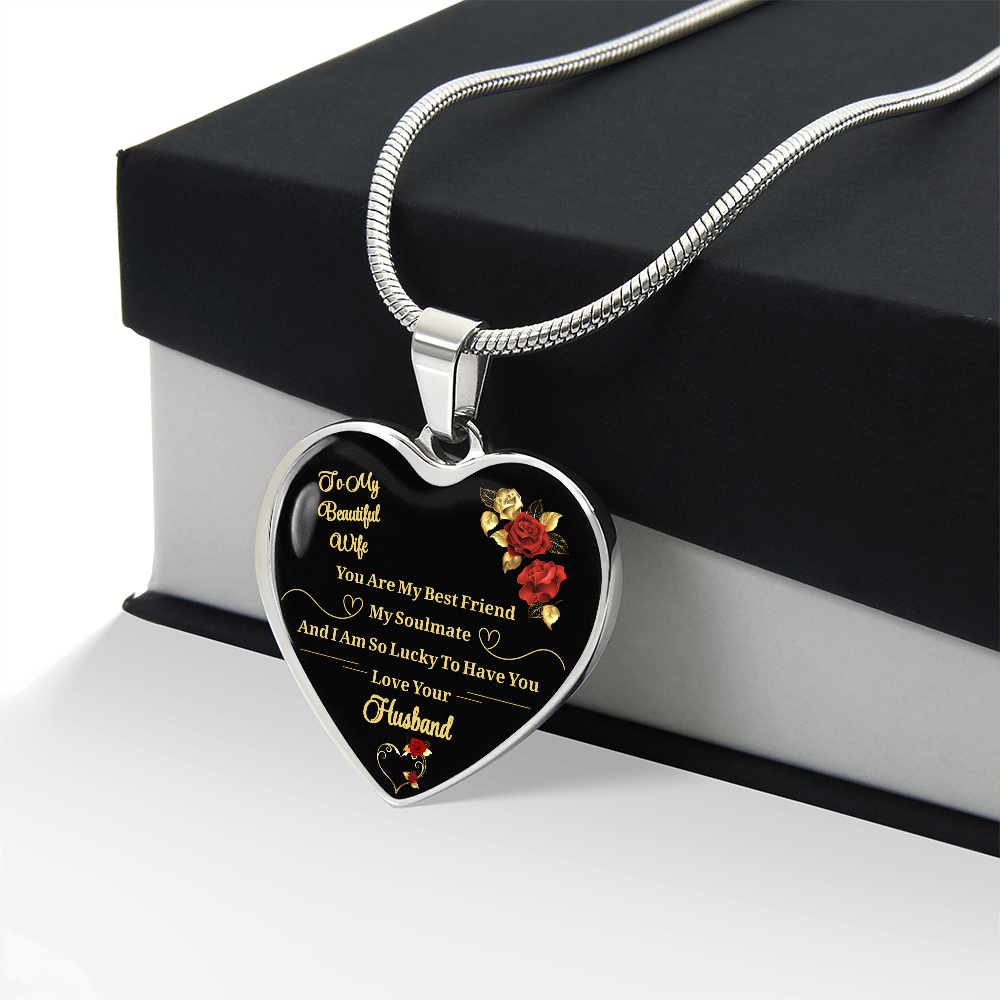Luxury Graphic Heart Necklace to My Wife You Are My Best Friend I Always Love You Heart Pendant Necklace to Wife Anniversary Birthday Gift From Husband by ShineOn Fulfillment