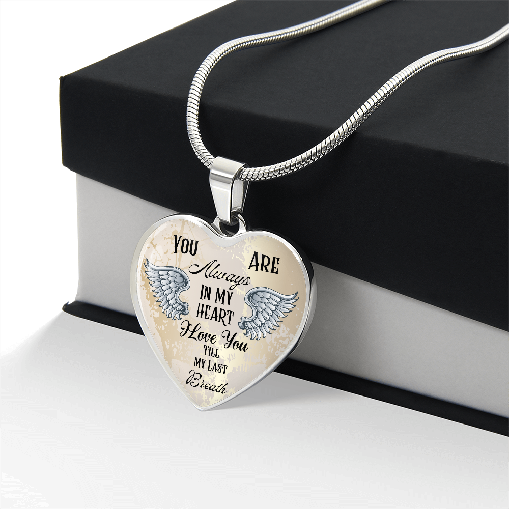 Personalized Heart pendant necklace with back engraving, You are always in my Heart ShineOn Fulfillment
