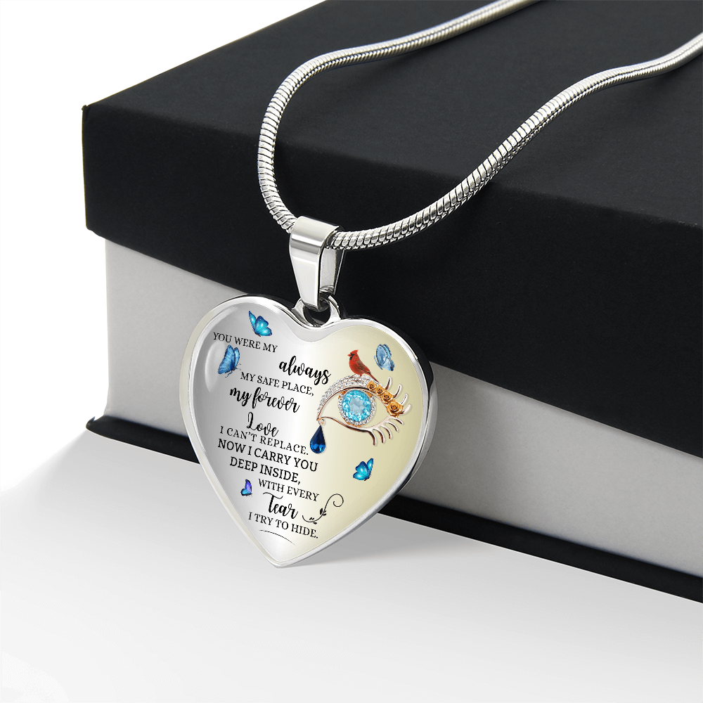 Forever Love Necklace for Wife, Husband Memorial Gift, Loss of Husband Jewelry, Sympathy Heart Pendant, In Loving Memory Keepsake