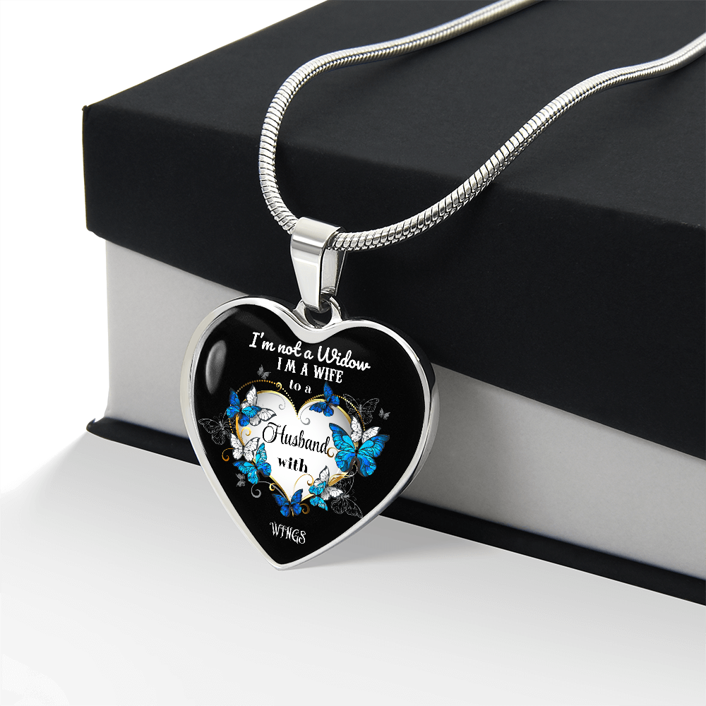 Luxury Graphic Heart Necklace I'm not a Widow Butterflies design by ShineOn Fulfillment