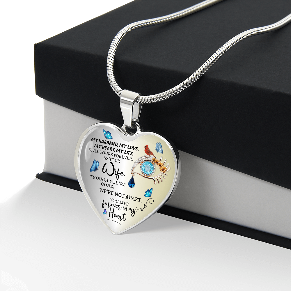 Luxury Personalized Heart Necklace, Husband Loss Gift for Wife, Memorial Jewelry, Remembrance Necklace, Forever Love Keepsake