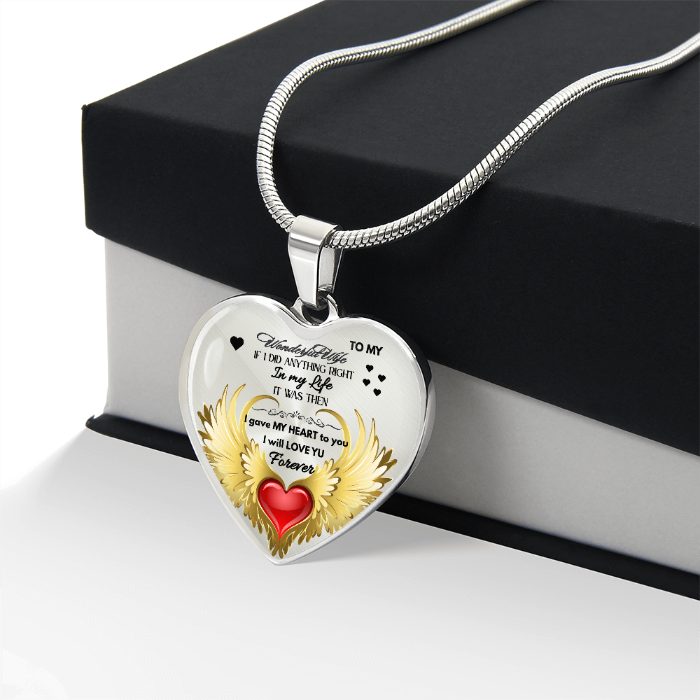 To My Wonderful Wife Angel Wings Necklace – Love Gift for Wife, Romantic Jewelry for Anniversary, Birthday or Valentine's Day by ShineOn Fulfillment