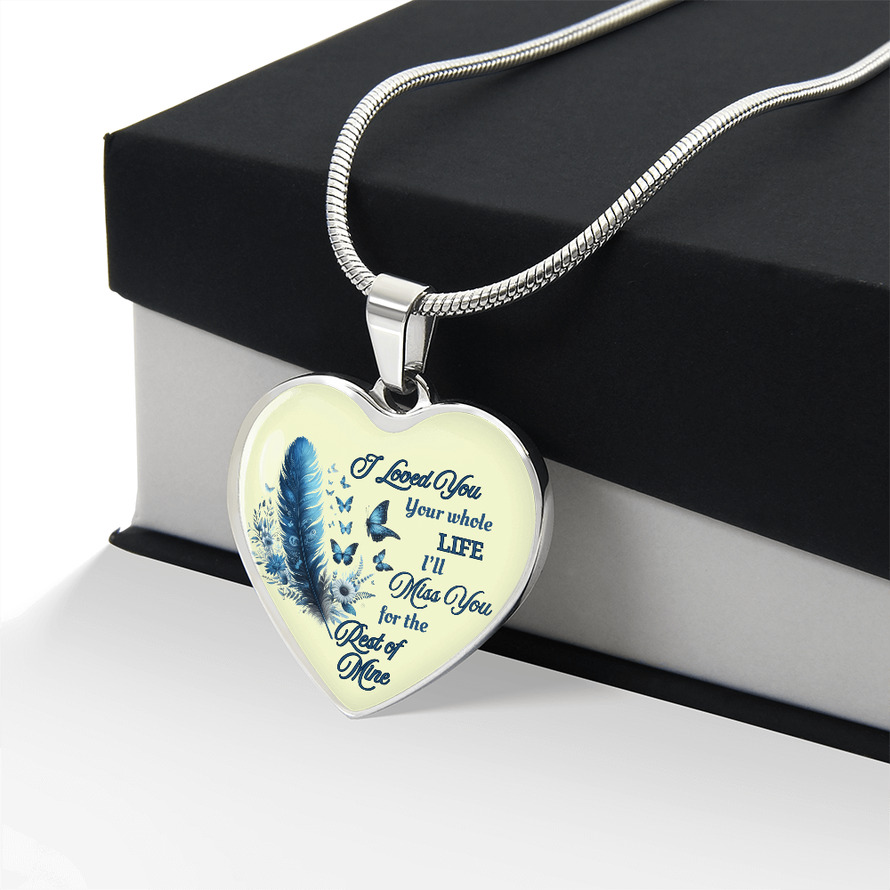 Necklace Memorial Blue Feather Heart Pendant Sympathy Gift for Loss "I Loved You Your Whole Life" by ShineOn Fulfillment