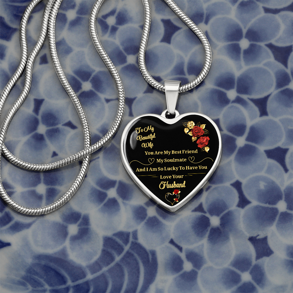 Luxury Graphic Heart Necklace to My Wife You Are My Best Friend I Always Love You Heart Pendant Necklace to Wife Anniversary Birthday Gift From Husband by ShineOn Fulfillment