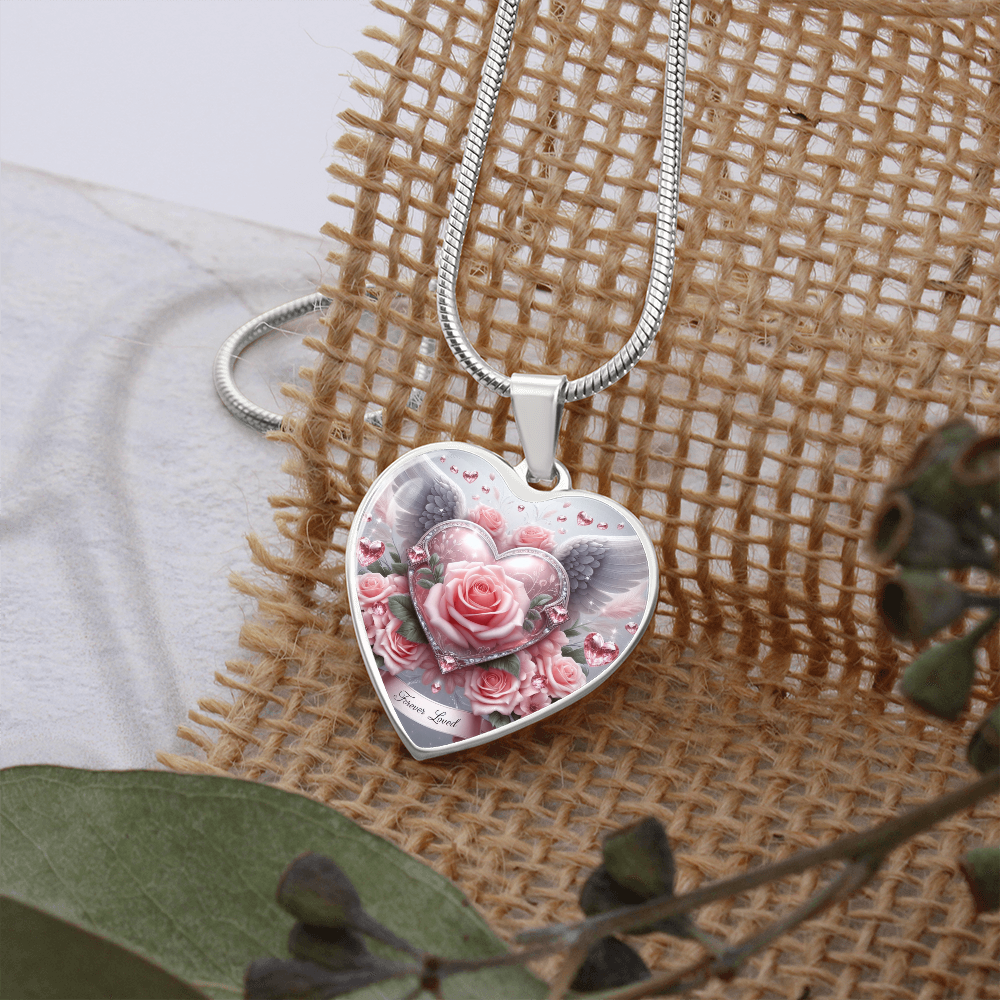 Luxury Heart Necklace Memorial Jewelry – Forever Loved Graphic Pendant Gift for Women Loved One Keepsake by ShineOn Fulfillment