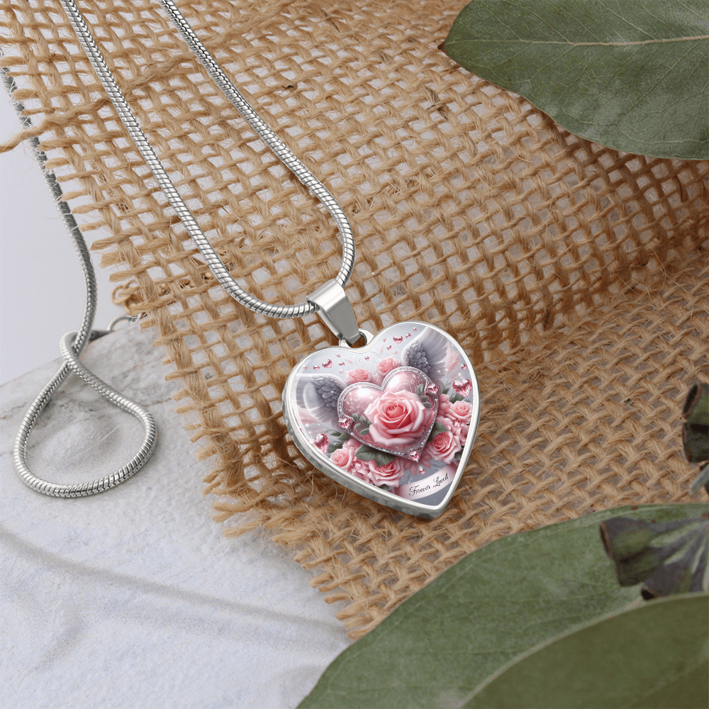 Luxury Heart Necklace Memorial Jewelry – Forever Loved Graphic Pendant Gift for Women Loved One Keepsake by ShineOn Fulfillment