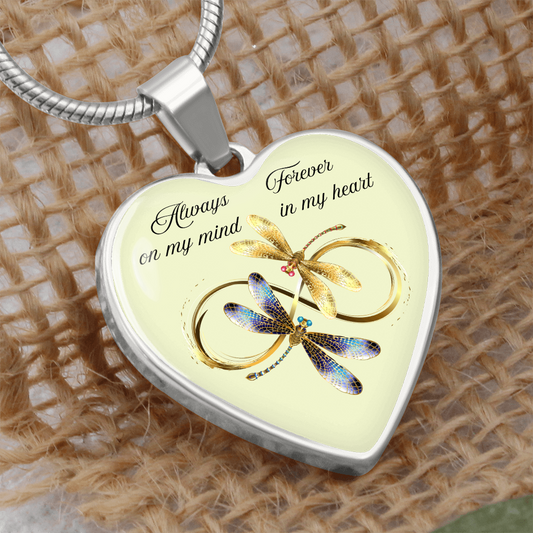 Luxury Graphic Heart Necklace – Always on My Mind, Forever in My Heart Personalized Memorial Jewelry